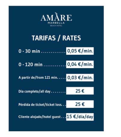 Tarifas aparcamiento público