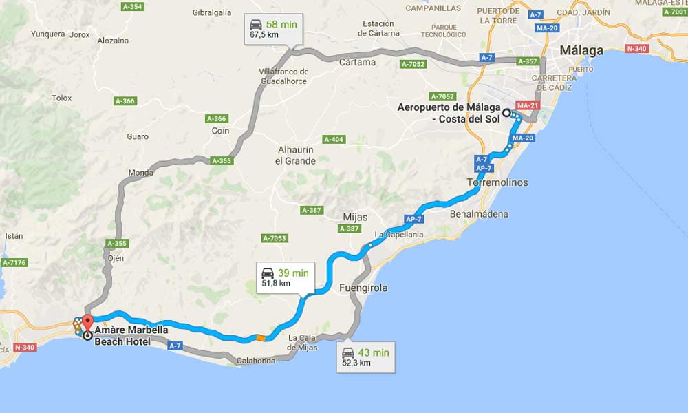 como llegar en coche a Marbella desde Malaga
