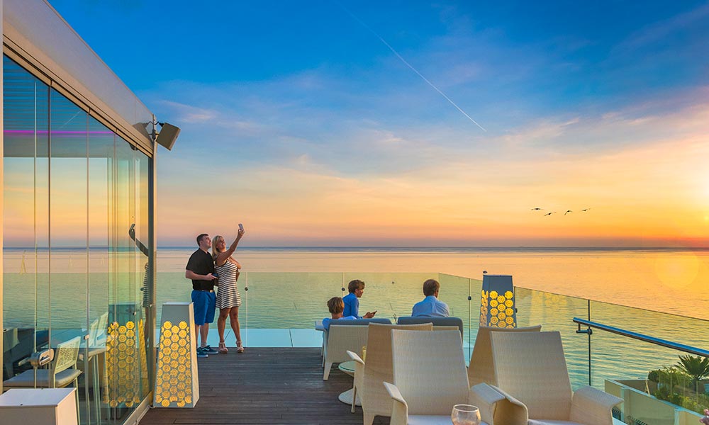 Belvue Rooftop bar at sunset