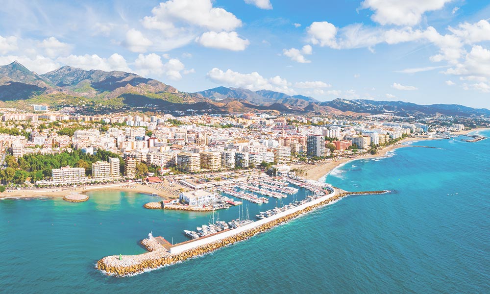 Marbella port aerial view