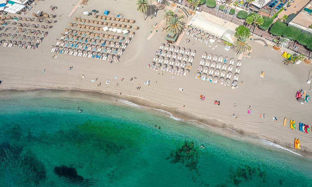 Marbella beach drone view