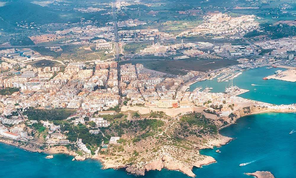 Ibiza town aerial view